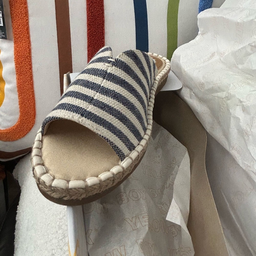 NIB 6.5 Yellow Box Laraine Navy Sandals